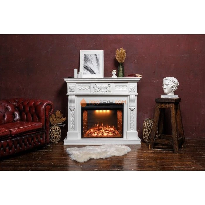 Каминокомплект Royal Flame Corsica - Слоновая кость с патиной с Электрическим очагом Royal Flame Emerald 28
