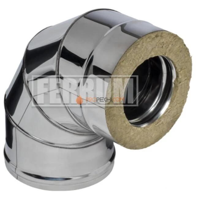 Сэндвич-колено 90° 430, 0.5 мм из нерж. Ø120х200