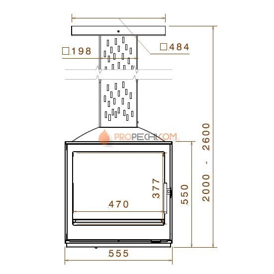 Печь-камин Liseo Castiron LCI 5 GDF Sky, двусторонняя