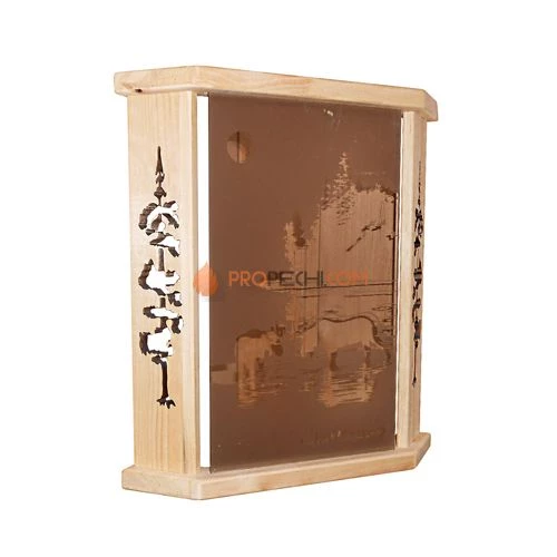 Абажур угловой Лоси в воде Стекло-Кедр