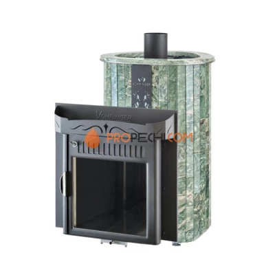 Дровяная печь для сауны Ферингер Оптима До 23 м³ - Жадеит - наборные ламели - обрамление Камень