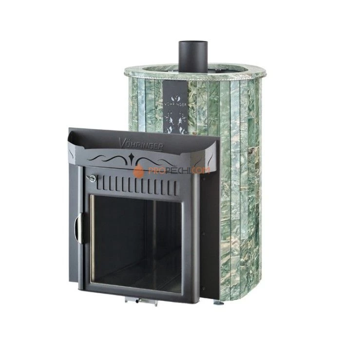 Дровяная печь для сауны Ферингер Оптима До 23 м³ - Жадеит - наборные ламели - обрамление Камень