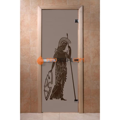 Дверь для бани DoorWood с рисунком Рим Черный жемчуг матовая, 1900x700 мм