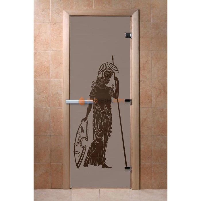 Дверь для бани DoorWood с рисунком Рим Черный жемчуг матовая, 1900x700 мм