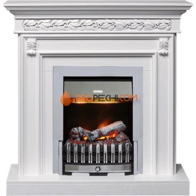 Каминокомплект Dimplex Valletta - Белый (Ширина 1040 мм) с очагом Danville Chrome FB2