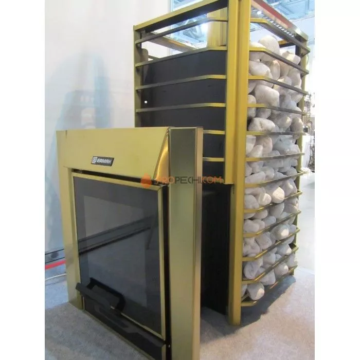 Дровяная печь для бани Ермак 30 Сетка-Люкс GOLD (нержавейка)