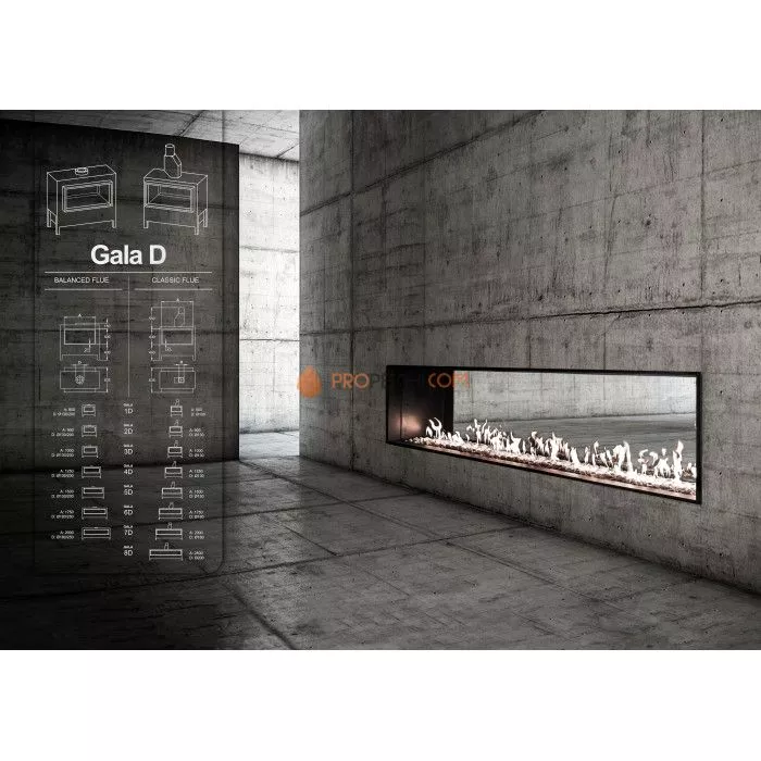 Газовая топка Vero Design Gala Туннель (2500x400 мм) D200 мм, горелка Line burner