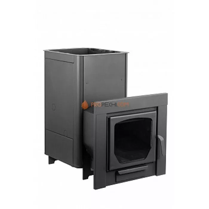 Дровяная печь для бани Варвара Паленица удлиненная топка Панорамная дверь