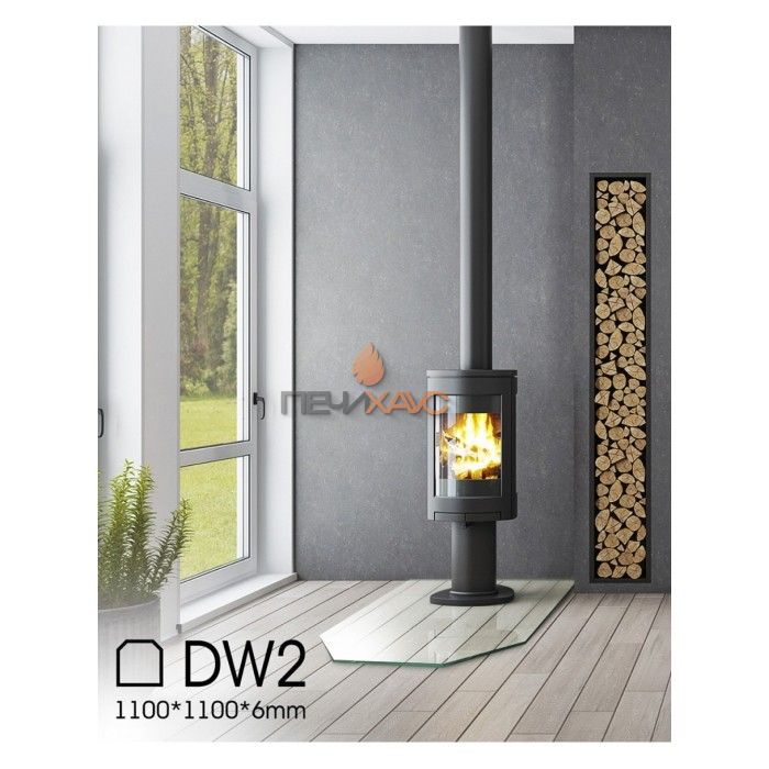 Стекло напольное под печь DoorWood DW2 Прозрачное 1100x1100 h=6