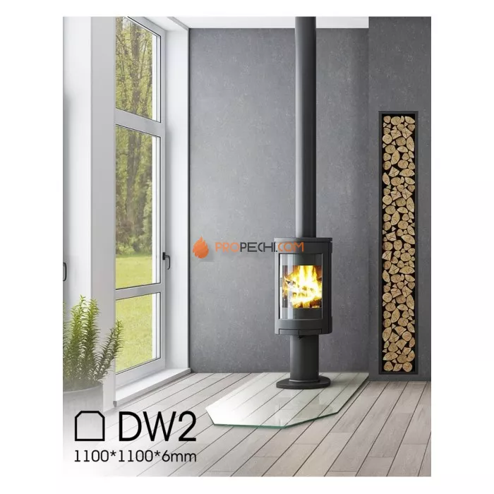 Стекло напольное под печь DoorWood DW2 Прозрачное 1100x1100 h=6
