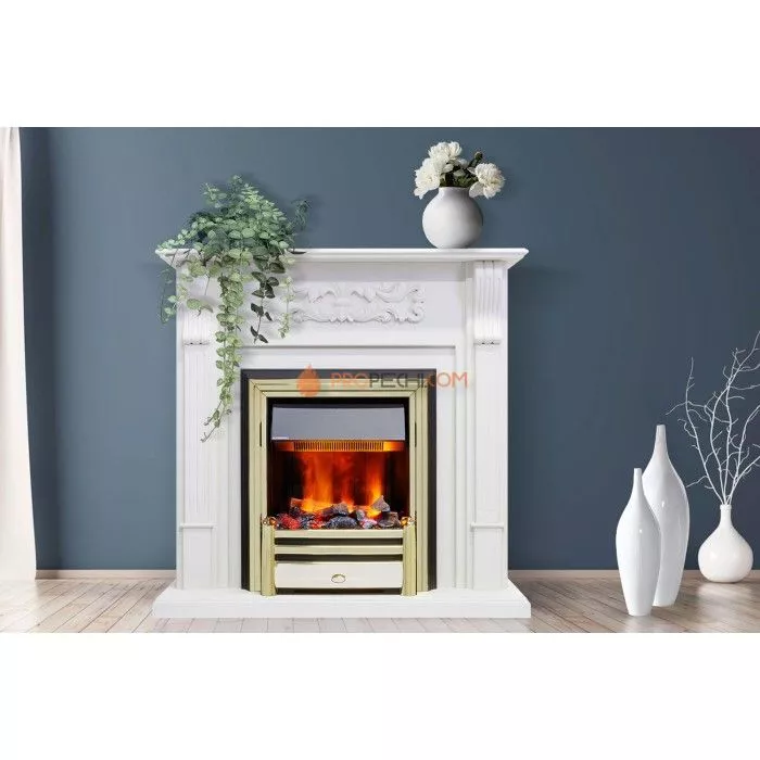 Каминокомплект Royal Flame Venice - Фактурный белый с очагом Majestic FX M Brass
