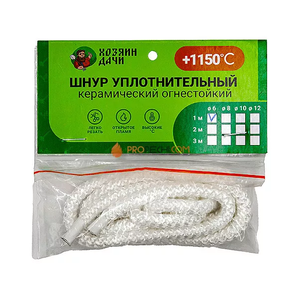 Хозяин дачи Уплотнительный шнур 6 мм. L=1 метра кремнезёмный