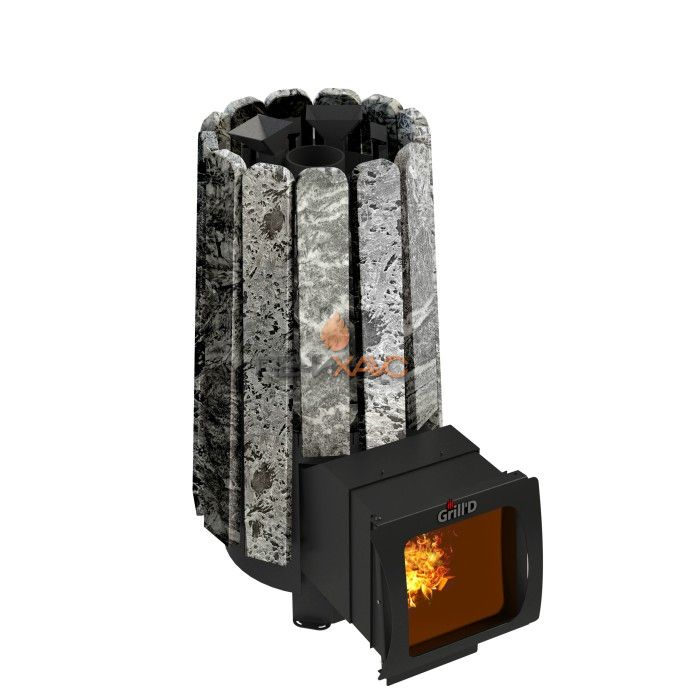 Дровяная банная печь Grill’D Cometa 180 Vega Long Window Max, Stone (Серпентинит) Pro