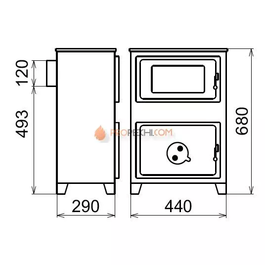 Печь-камин Thorma Filex H, бордовая