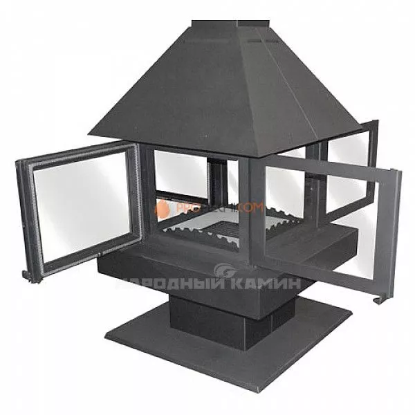 Печь-камин Бавария Эклипс островной 4D графит