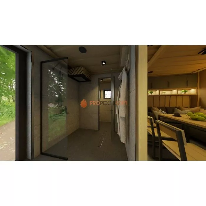 Каркасная двухмодульная баня Woodson 7х5 (утепление 100)