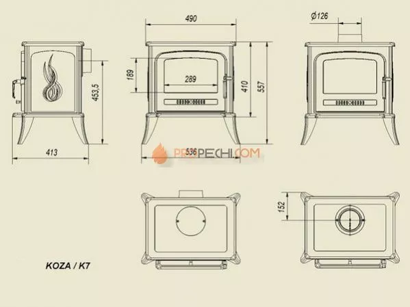 Чугунная печь-камин Kratki KOZA K7