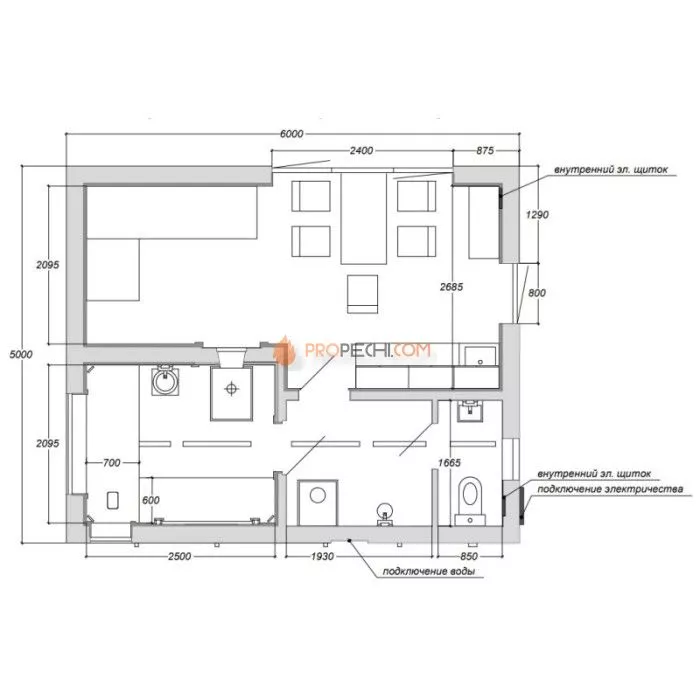 Каркасная двухмодульная баня Woodson 6х5 (утепление 150)