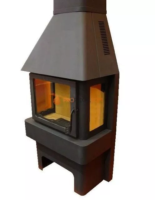 Печь-камин ЭкоКамин Бавария 3 стекла черная