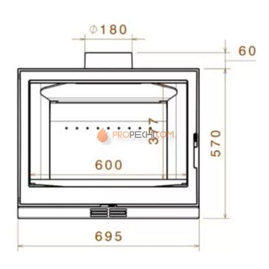 Печь-камин Liseo Castiron LCI 7 GLR Wall, два боковых стекла