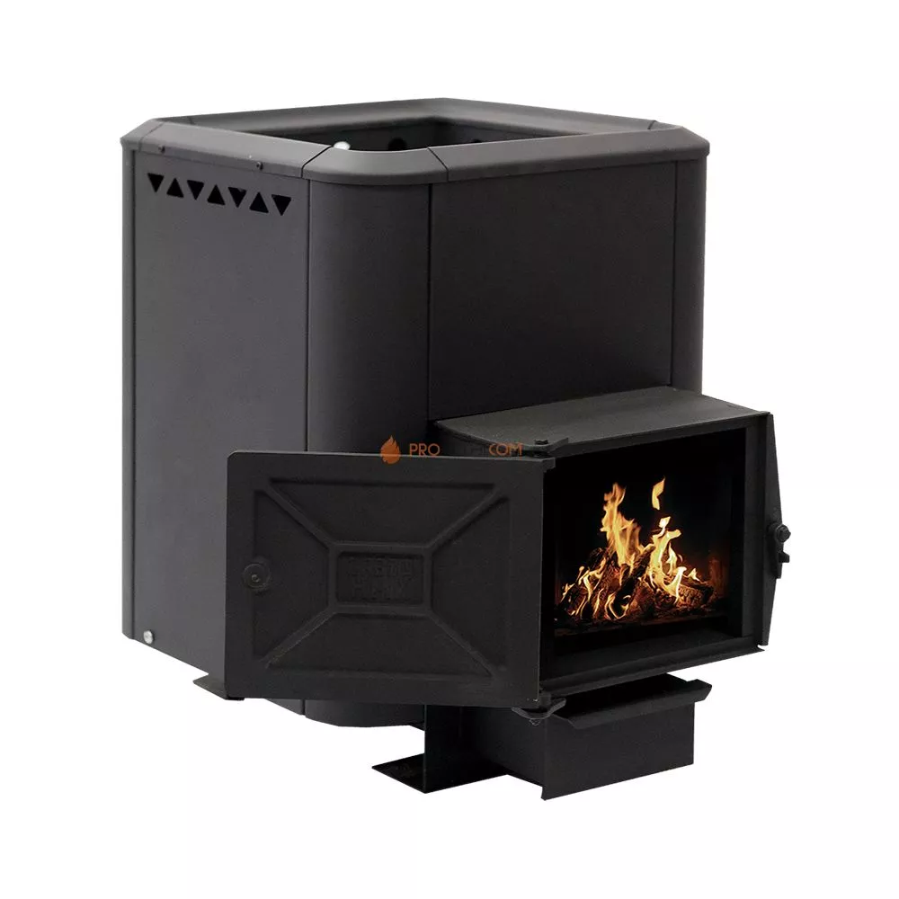 Чугунная банная печь НМК Сибирь-15 конвекционная с выносным топочным каналом