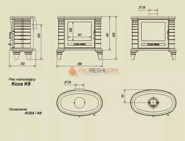 Чугунная печь Koza/K8/термостат