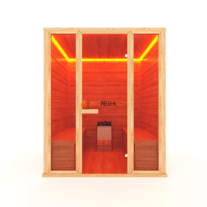 Финская сауна НКЗ 6-местная прямая 180x170x200 см, вход со стороны 170 см