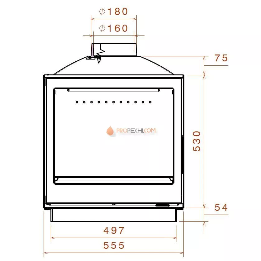 Печь-камин Liseo Castiron LCI 5 GLR Wall, два боковых стекла