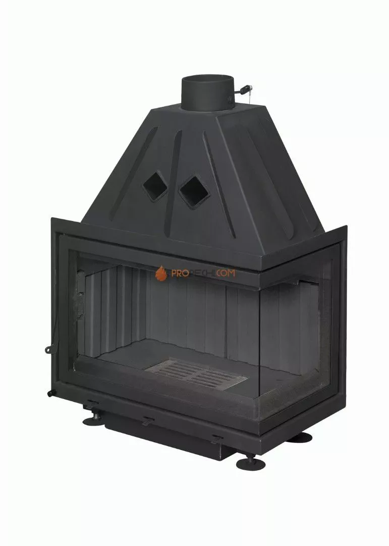 Каминная топка ЭкоКамин Альфа 700 RB два стекла правая черный шамот