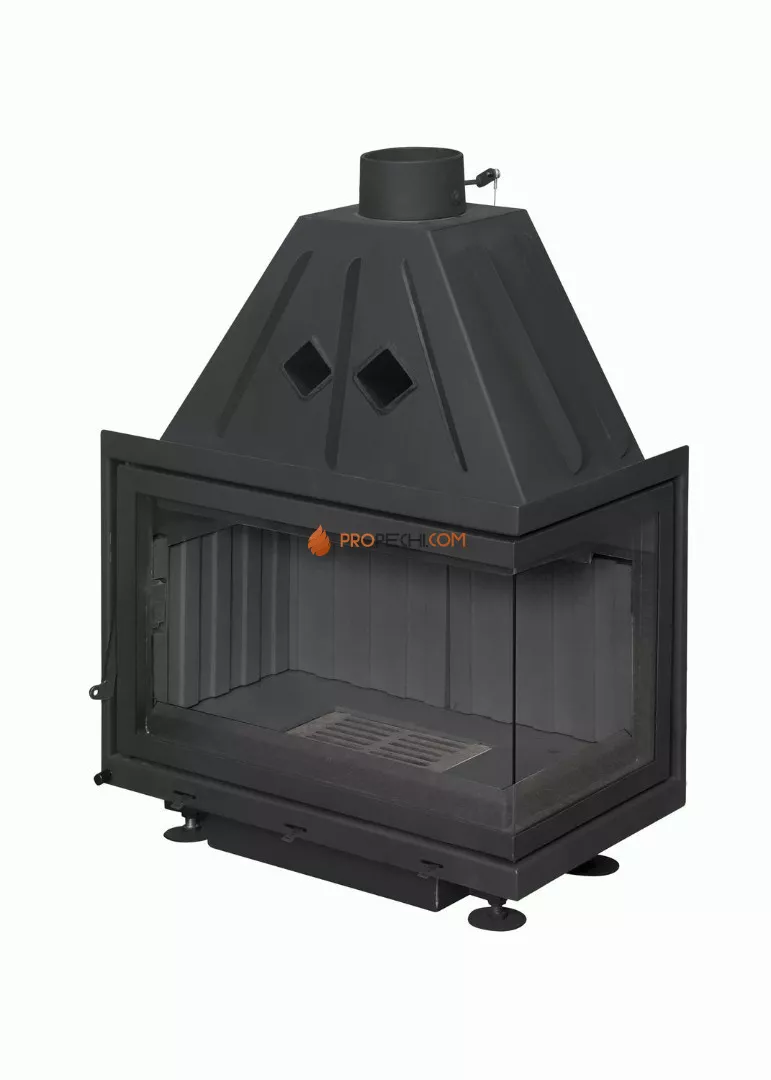 Каминная топка ЭкоКамин Альфа 700 RB два стекла правая черный шамот