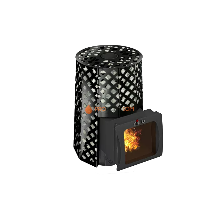Дровяная банная печь Grill’D Violet Romb Short Window Max Pro (Камень колотый, 100 кг)