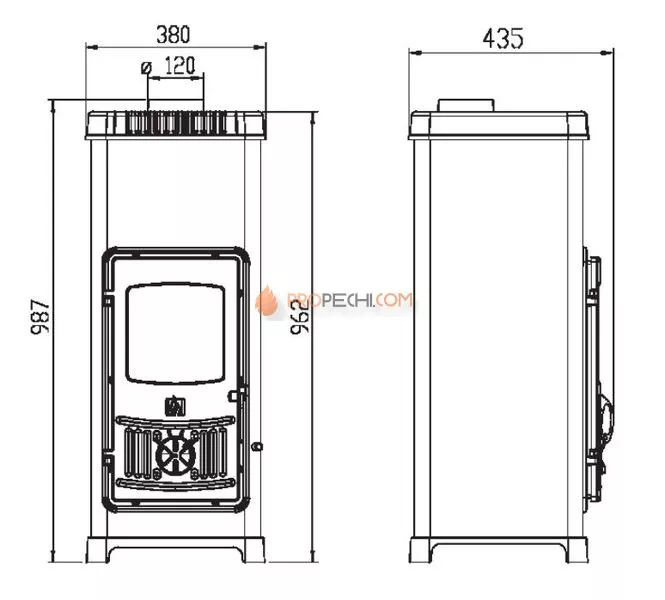 Печь-камин Plamen Dora 10 N черная