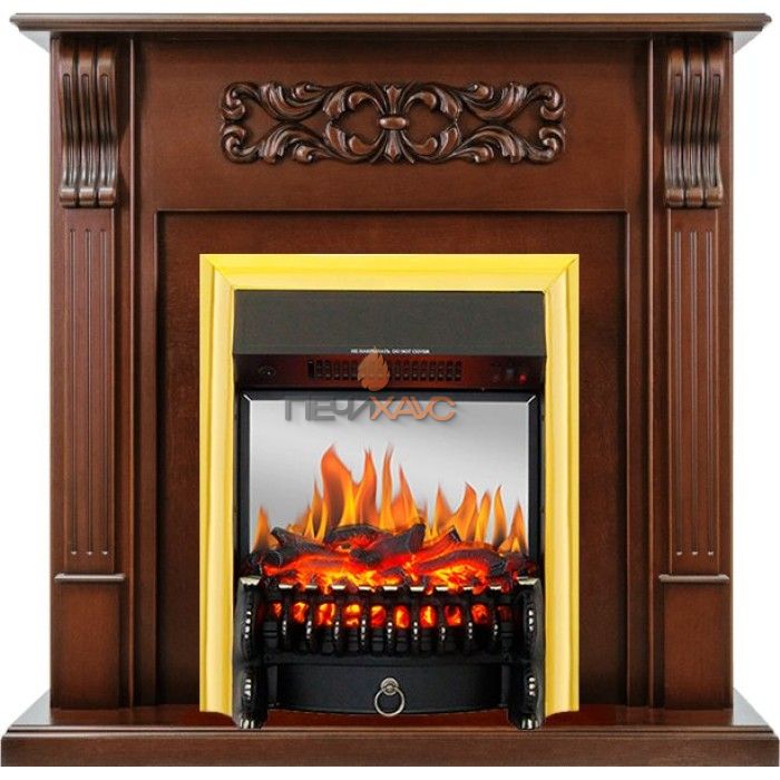 Каминокомплект Royal Flame Venice - Махагон коричневый антик с очагом Fobos FX M Brass