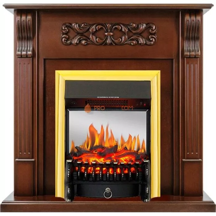 Каминокомплект Royal Flame Venice - Махагон коричневый антик с очагом Fobos FX M Brass
