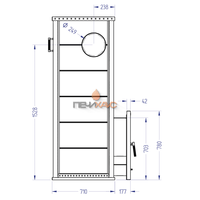 Газовая печь для бани Klover RT 100-RV 310S ( Талькомагнезит Радиатор )