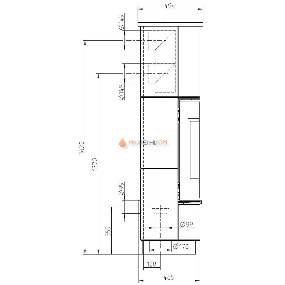 Печь-камин Thorma DELIA Plus Serpentino, черная