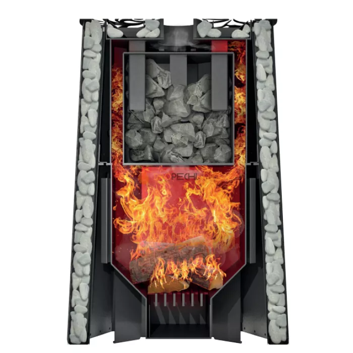 Дровяная банная печь Grill’D Violet Steel Romb Long Pro (Камень колотый, 100 кг)