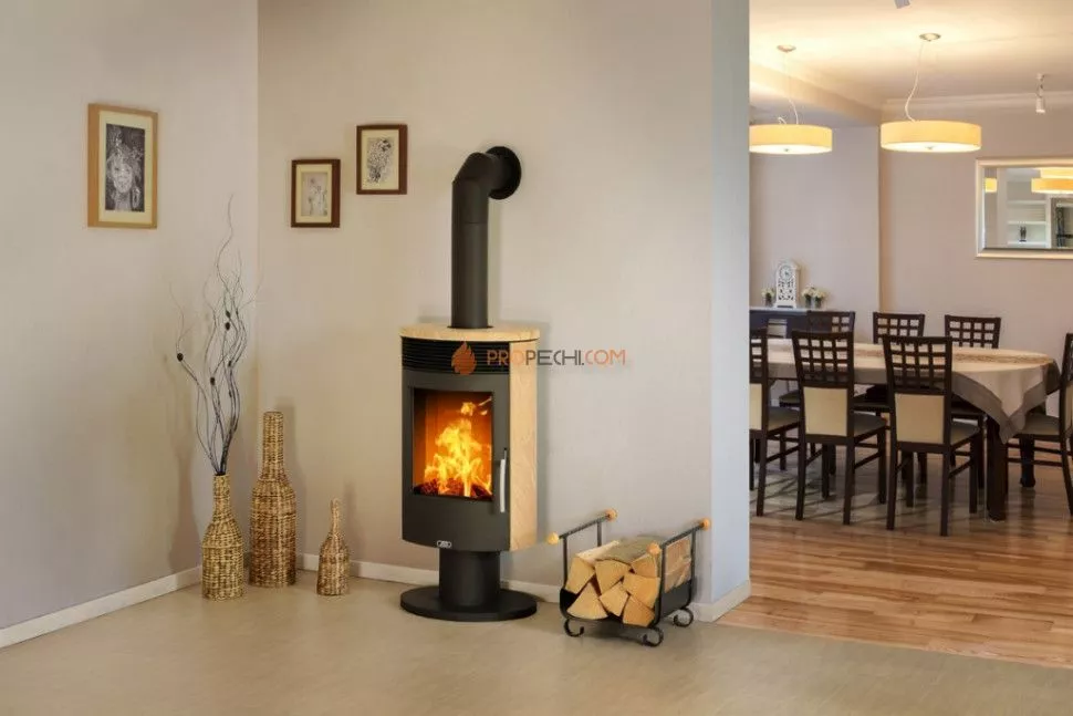 Печь-камин ABX Tartu 5 поворотный серая сталь