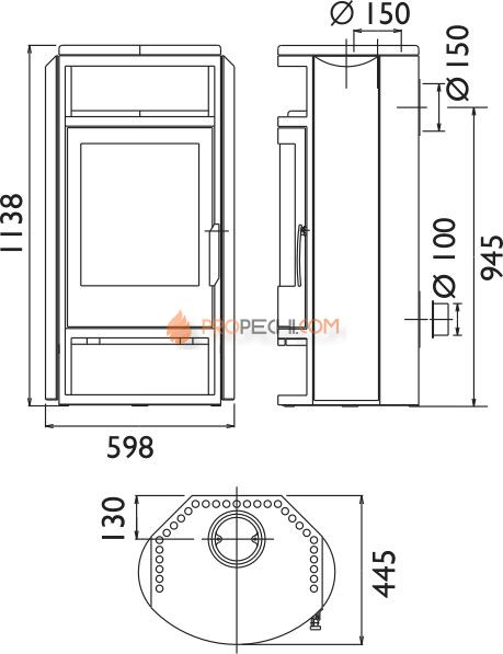 Печь-камин ABX Polar 6 гранит кашмир