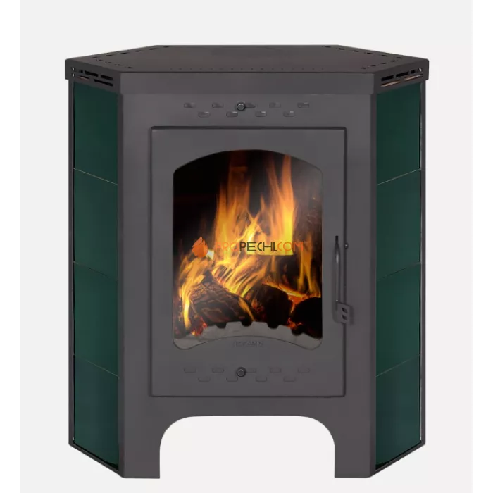 Печь-камин ЭкоКамин Бавария Пристенно-угловая зеленая