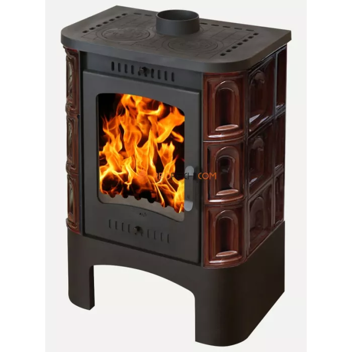 Печь-камин ЭкоКамин Бавария коричневая Арка с плитой