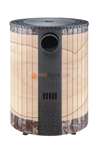 Печь-камин Ферингер "Окаменевшее дерево" перенесённый рисунок + Россо Леванте