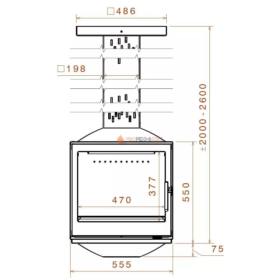Печь-камин Liseo Castiron LCI 5 SKY GFLR, два боковых стекла (Liseo CastIron)