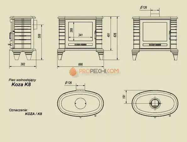 Чугунная печь Koza/K8/турбина