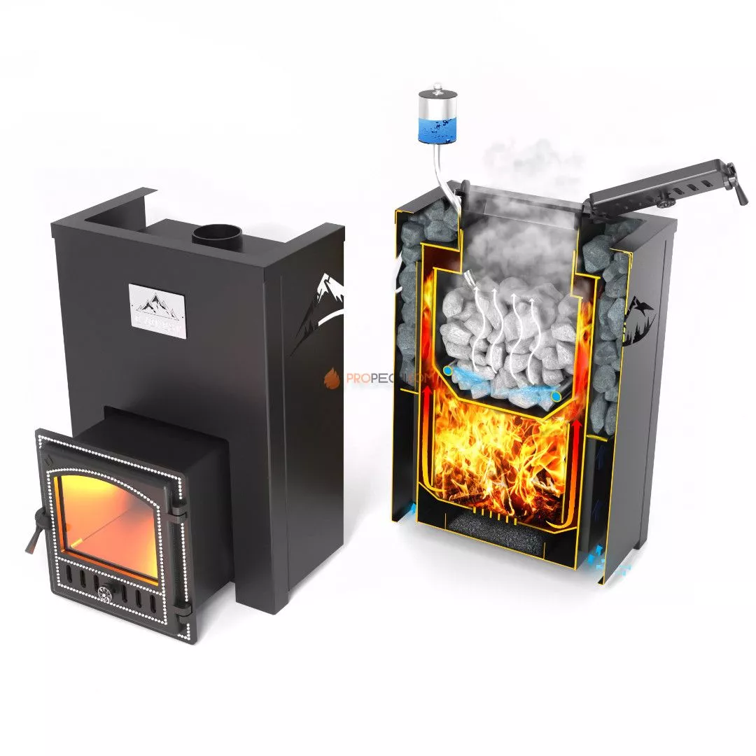 Банная печь Эверест INOX 15 (210) в кожухе "ГОРЫ"