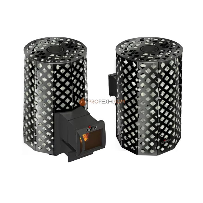 Дровяная банная печь Grill’D Violet Romb Long Pro (Камень колотый, 100 кг)