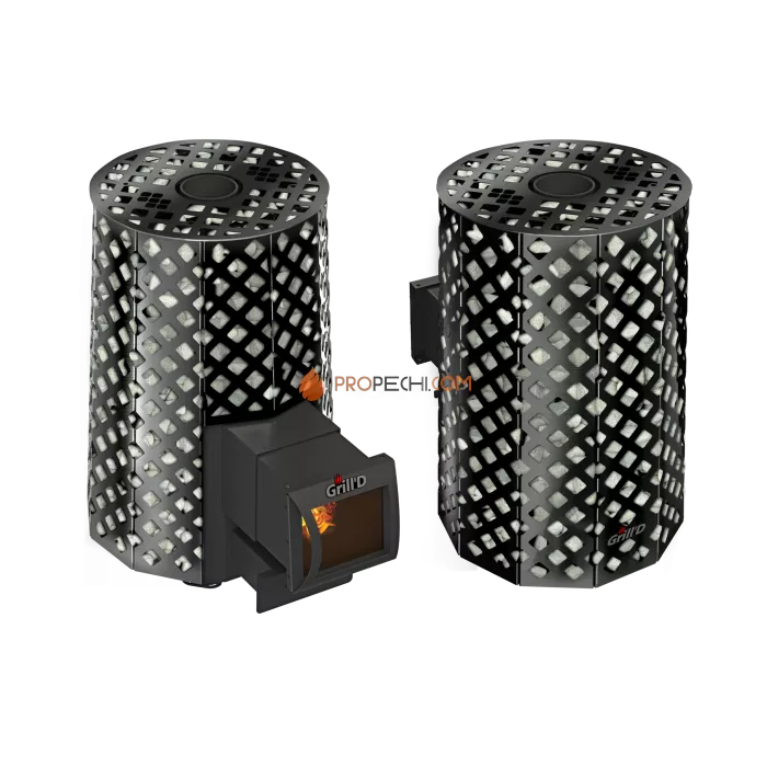Дровяная банная печь Grill’D Violet Romb Long Pro (Камень колотый, 100 кг)