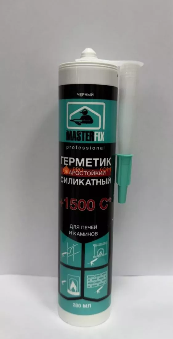 Герметик Masterfix professional жаростойкий силикатный для печей и каминов черный +1500 С 280 мл