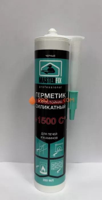 Герметик Masterfix professional жаростойкий силикатный для печей и каминов черный +1500 С 280 мл