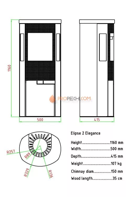 Печь-камин Sveaflame Elipse 2W Elegance